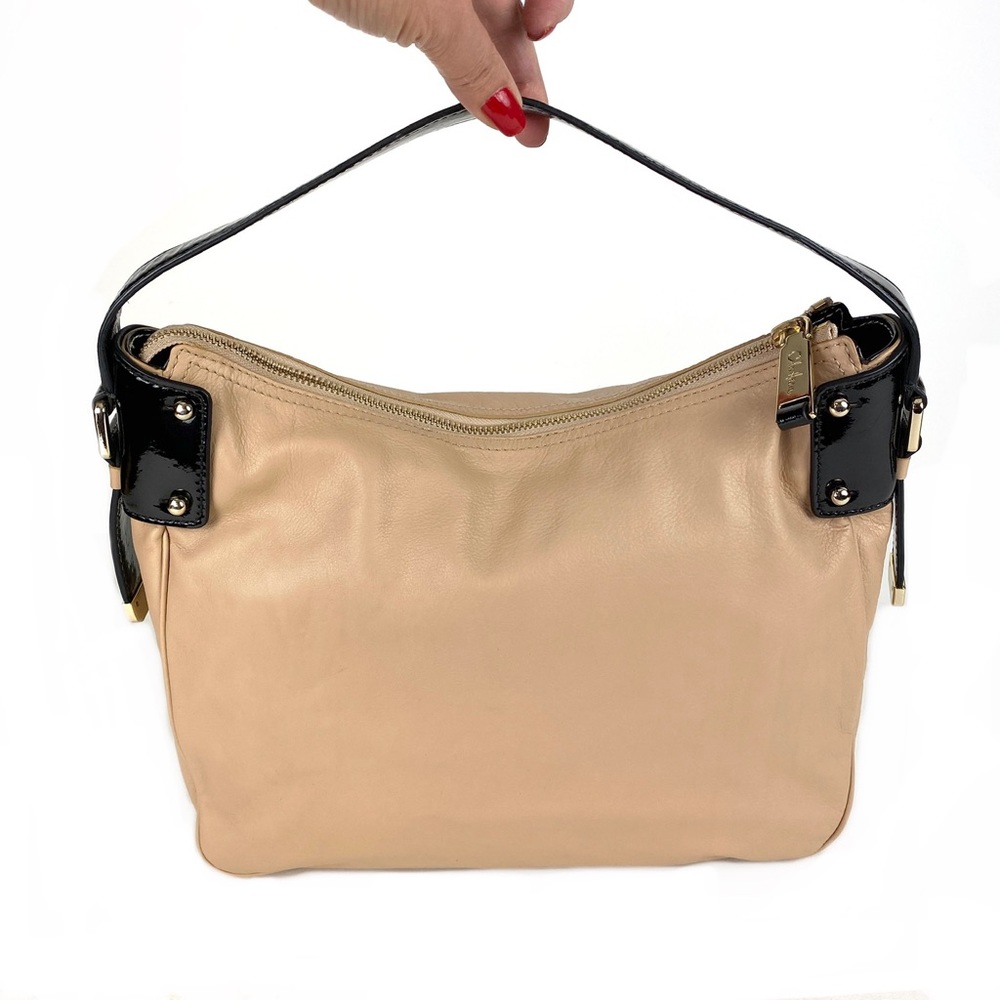 Cole Haan Leather Bag Satchel Tan Black